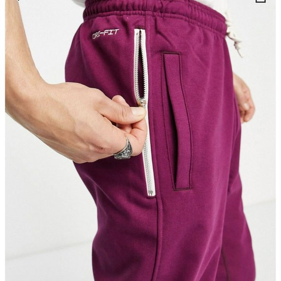 Men's Nike DRI-FIT Standard Issue Men’s Basketball Pants - BURGUNDY Size X-LARGE - Picture 4 of 10